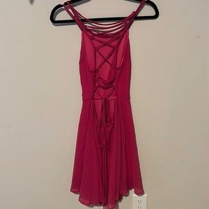Crisscross open back pink dress